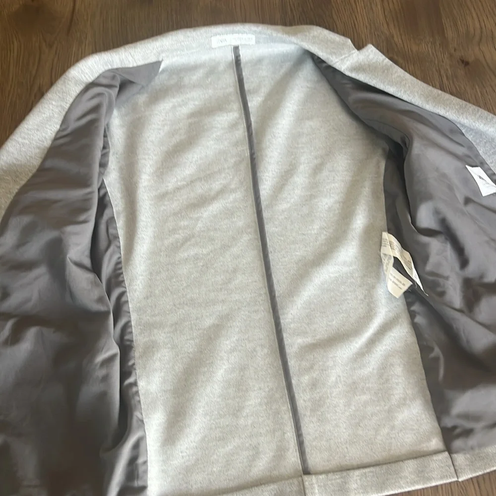 Zara Women's Heather Grey 1 Button Blazer 13-14